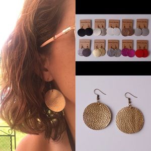 ⭐️⭐️Super cute⭐️⭐️rose gold round leather earrings